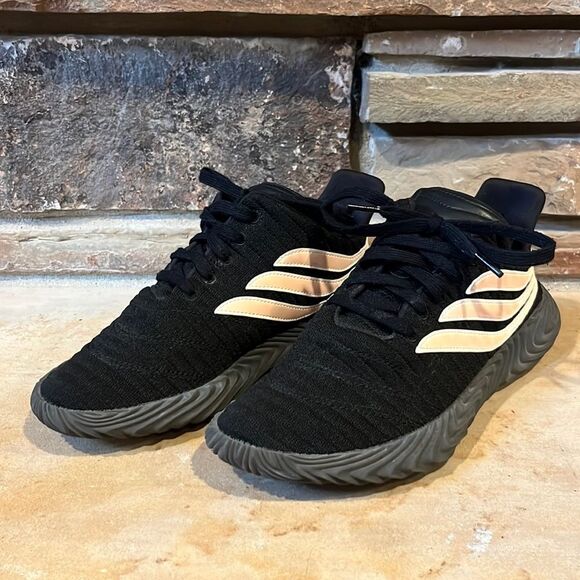 Adidas Sobakov Core Black and Chalk Coral Sneaker